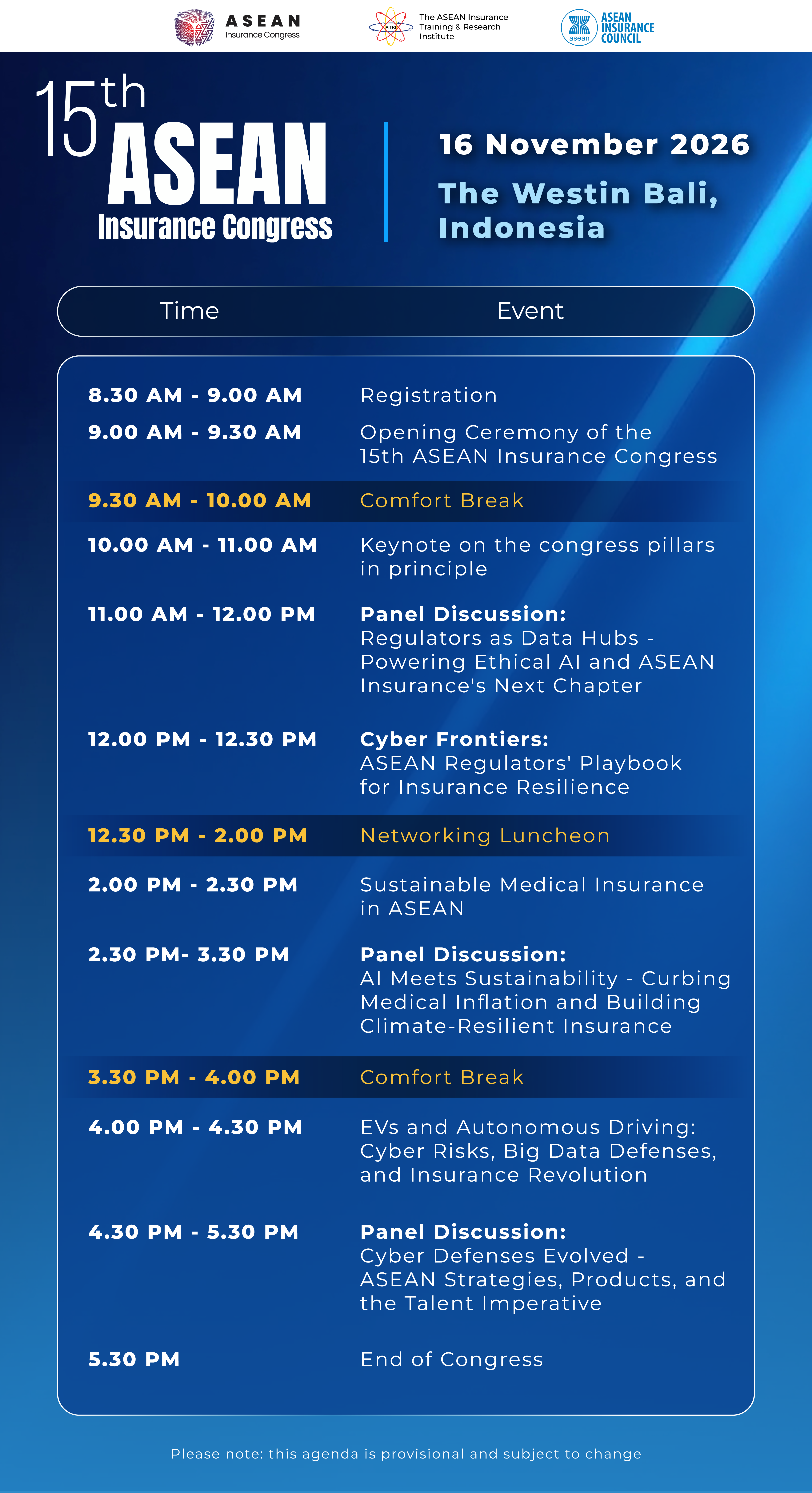 Agenda at a Glance Image